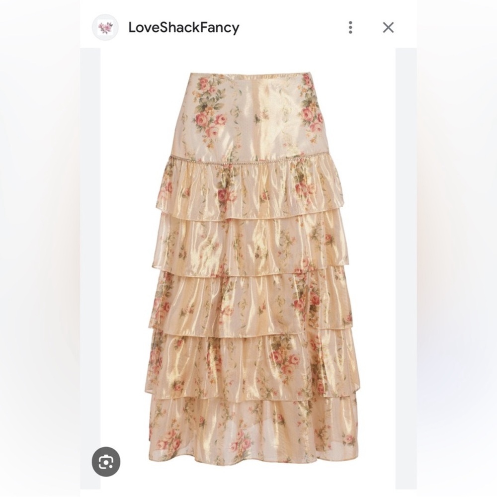 LoveShackFancy Tandy Gold and Cream Floral Maxi Skirt size 0